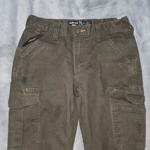 Ariat M4 Rebar Pants Mens 30x32 Brown Cargo Relaxed‎ Straight Stretch Workwear